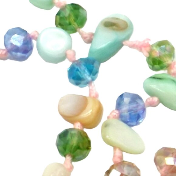 MOP + Faceted Pastel Multi-colored Beaded Necklace - Picture 4 of 15